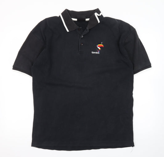 Guinness Men's Black Embroidered Toucan Polo Shirt Size L