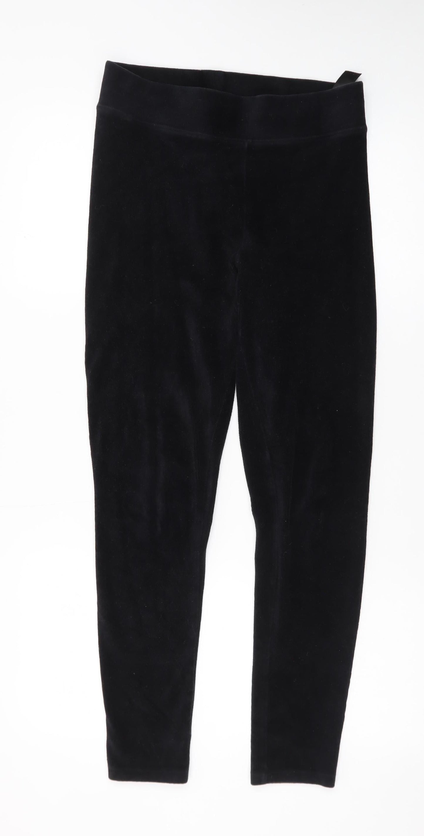Marks and Spencer Womens Black Velvet Leggings Size 10 Slim Fit