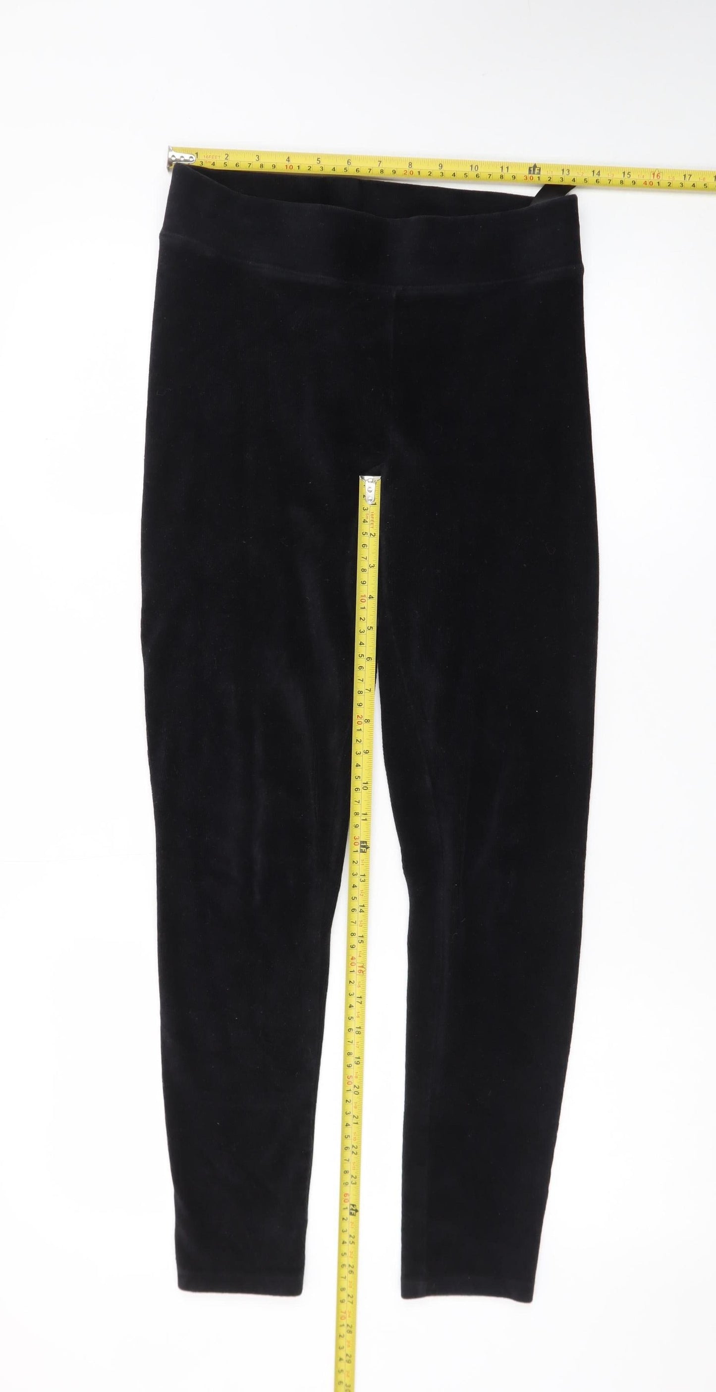 Marks and Spencer Womens Black Velvet Leggings Size 10 Slim Fit
