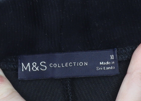 Marks and Spencer Womens Black Velvet Leggings Size 10 Slim Fit