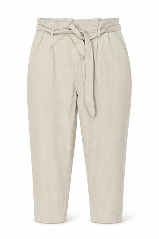 H&M Women’s Beige Paperbag Trousers Size 14 Belted Tapered Pants