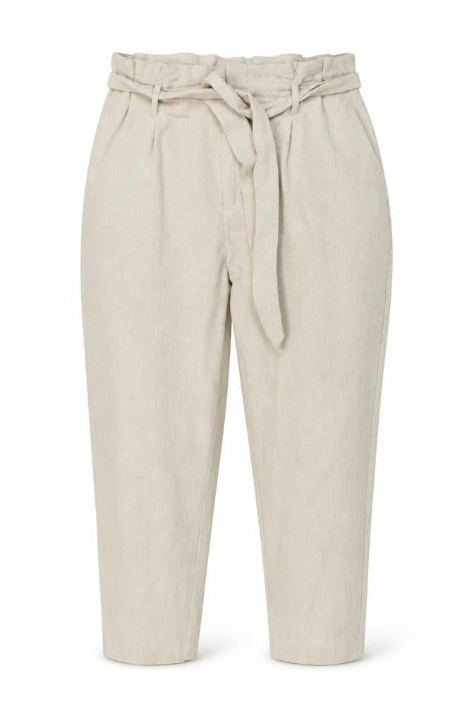 H&M Women’s Beige Paperbag Trousers Size 14 Belted Tapered Pants