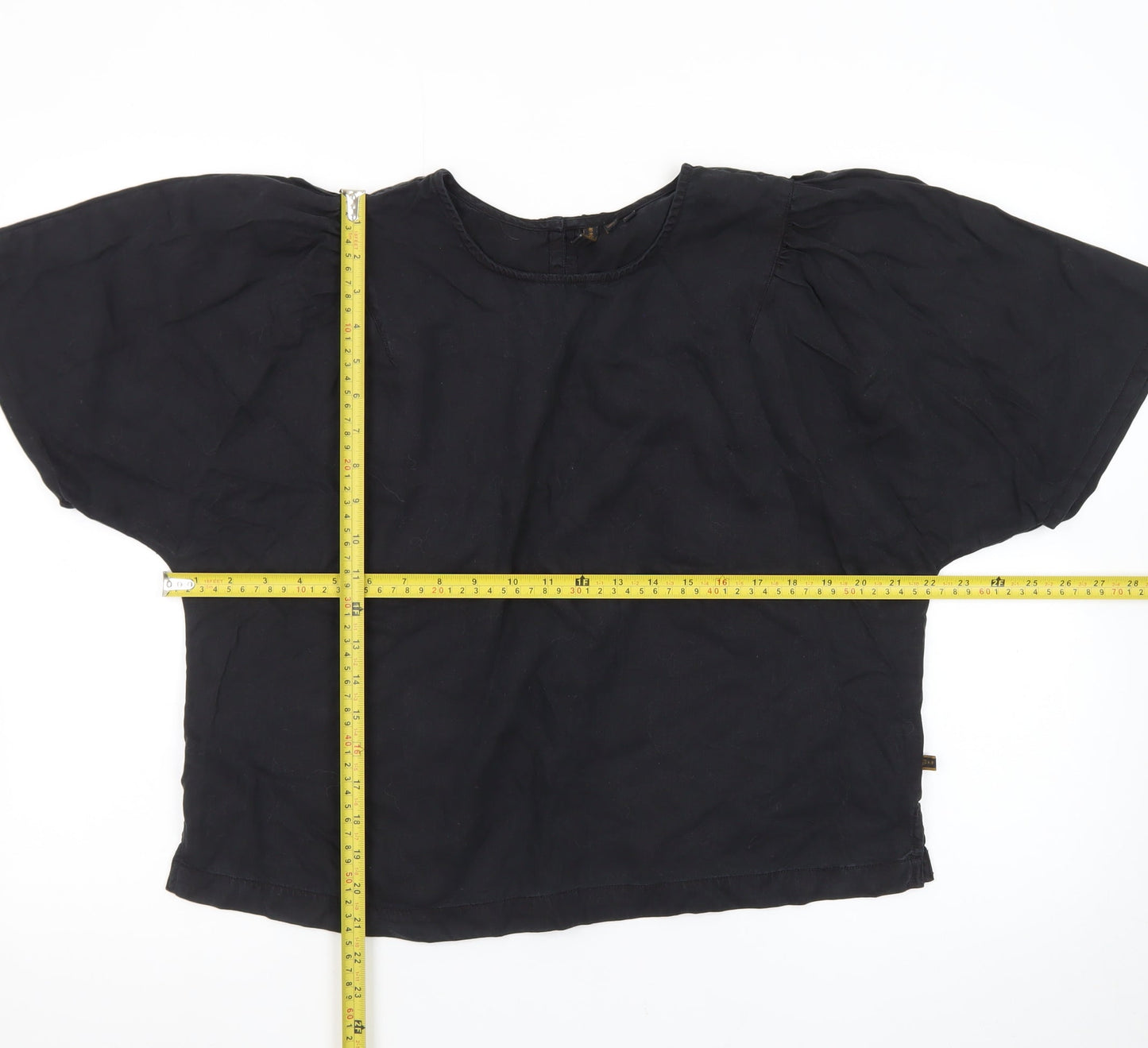 Superdry Women's Black Lyocell Short Sleeve Blouse Size 16