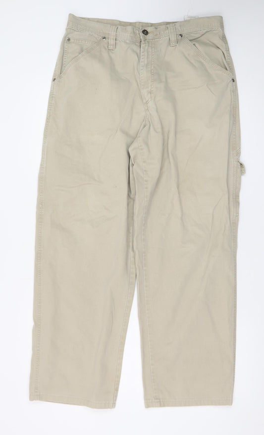 Wrangler Men's Beige Cargo Trousers Size 32x34 Cotton Relaxed Fit