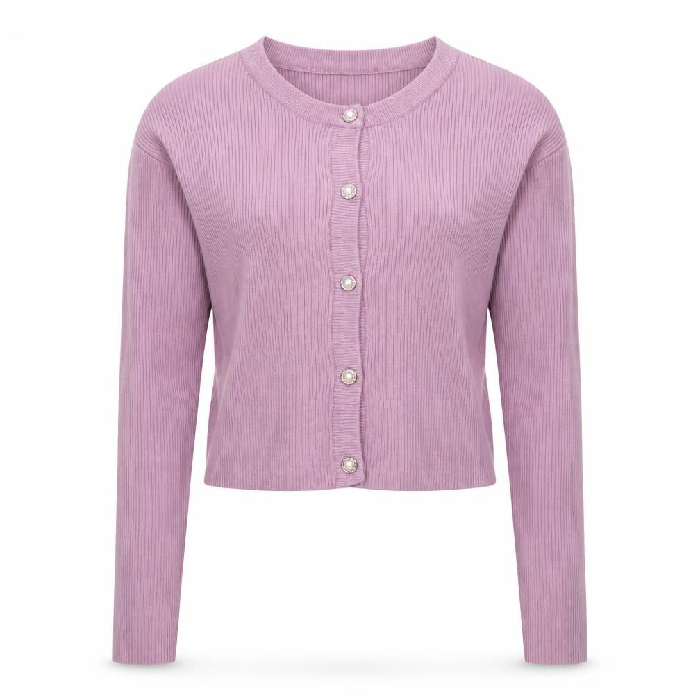 DearMyLove Women's Purple Cardigan M Slim Fit Lightweight Knit