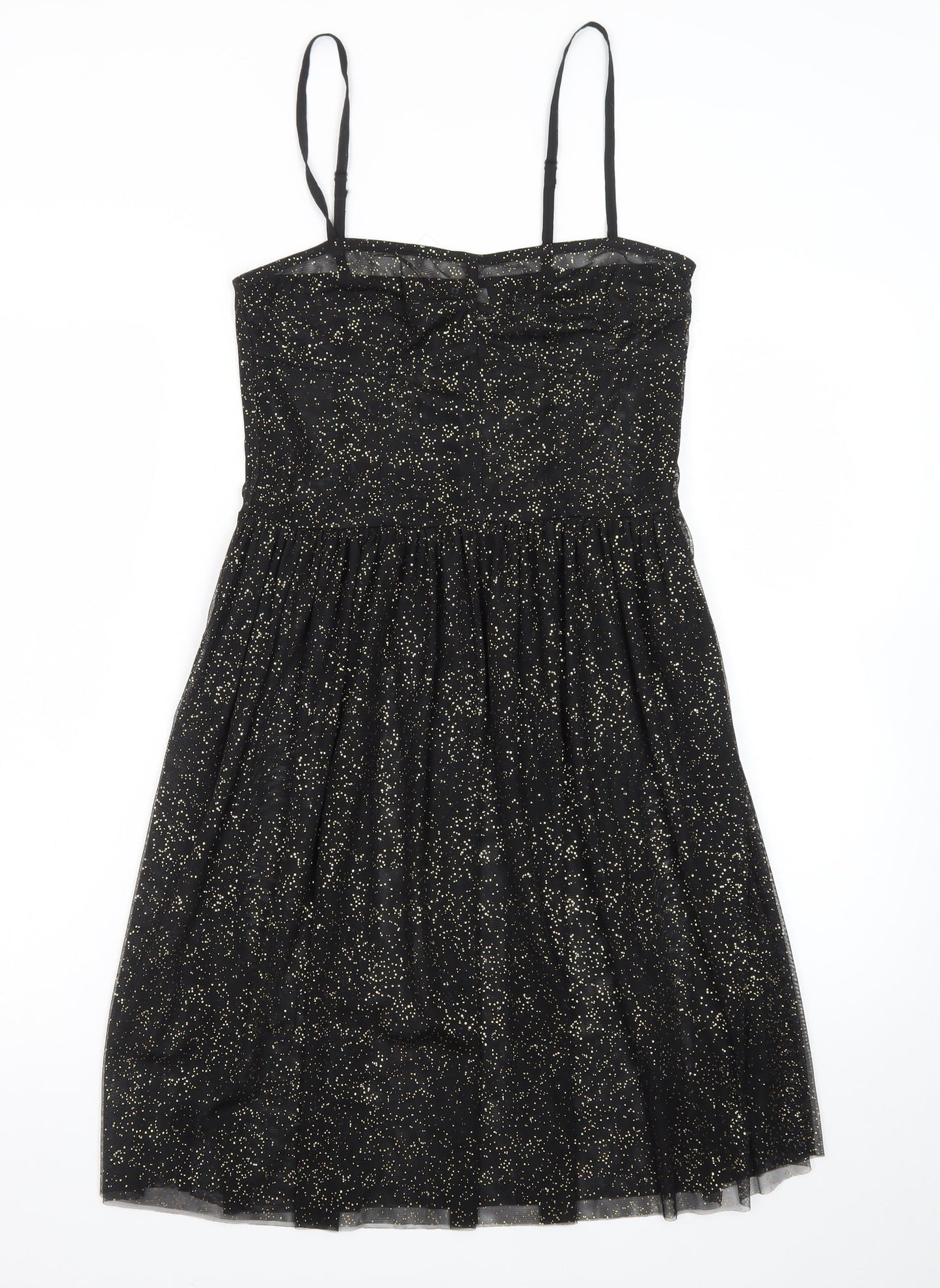 H&M Divided Women's Black Glitter Fit & Flare Dress Size 10