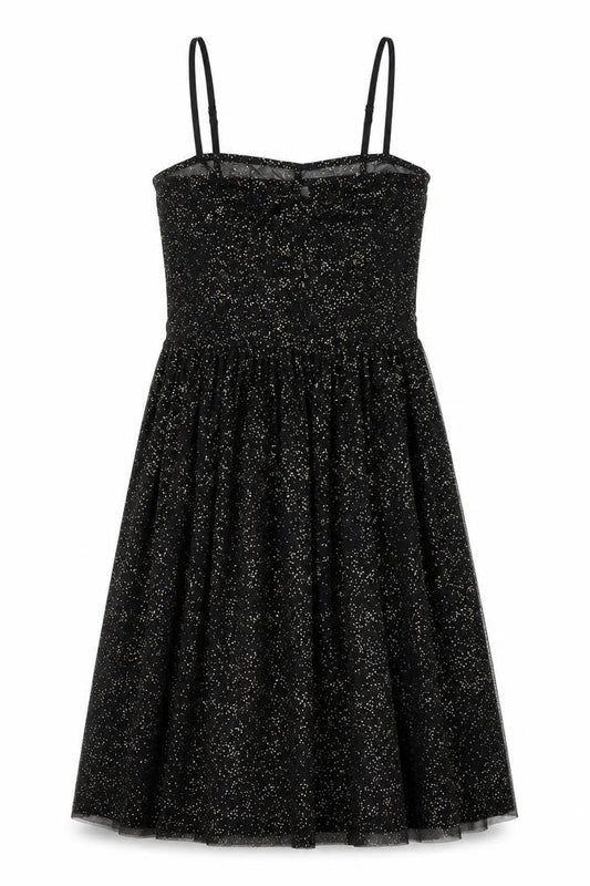 H&M Divided Women's Black Glitter Fit & Flare Dress Size 10