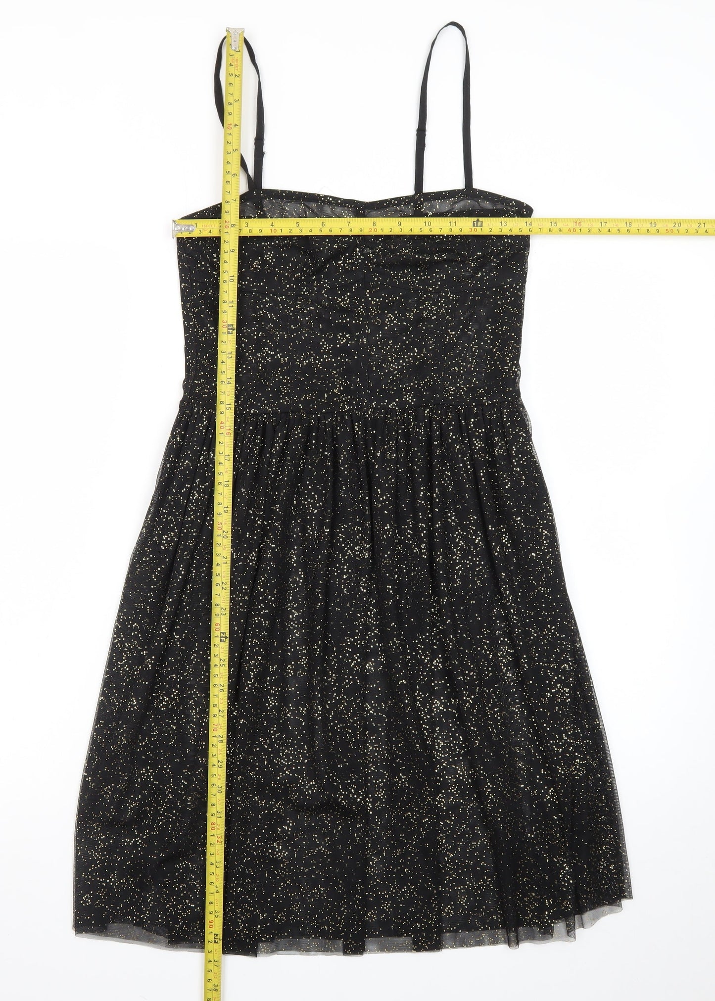H&M Divided Women's Black Glitter Fit & Flare Dress Size 10