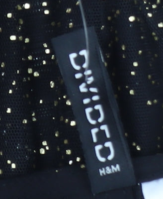 H&M Divided Women's Black Glitter Fit & Flare Dress Size 10