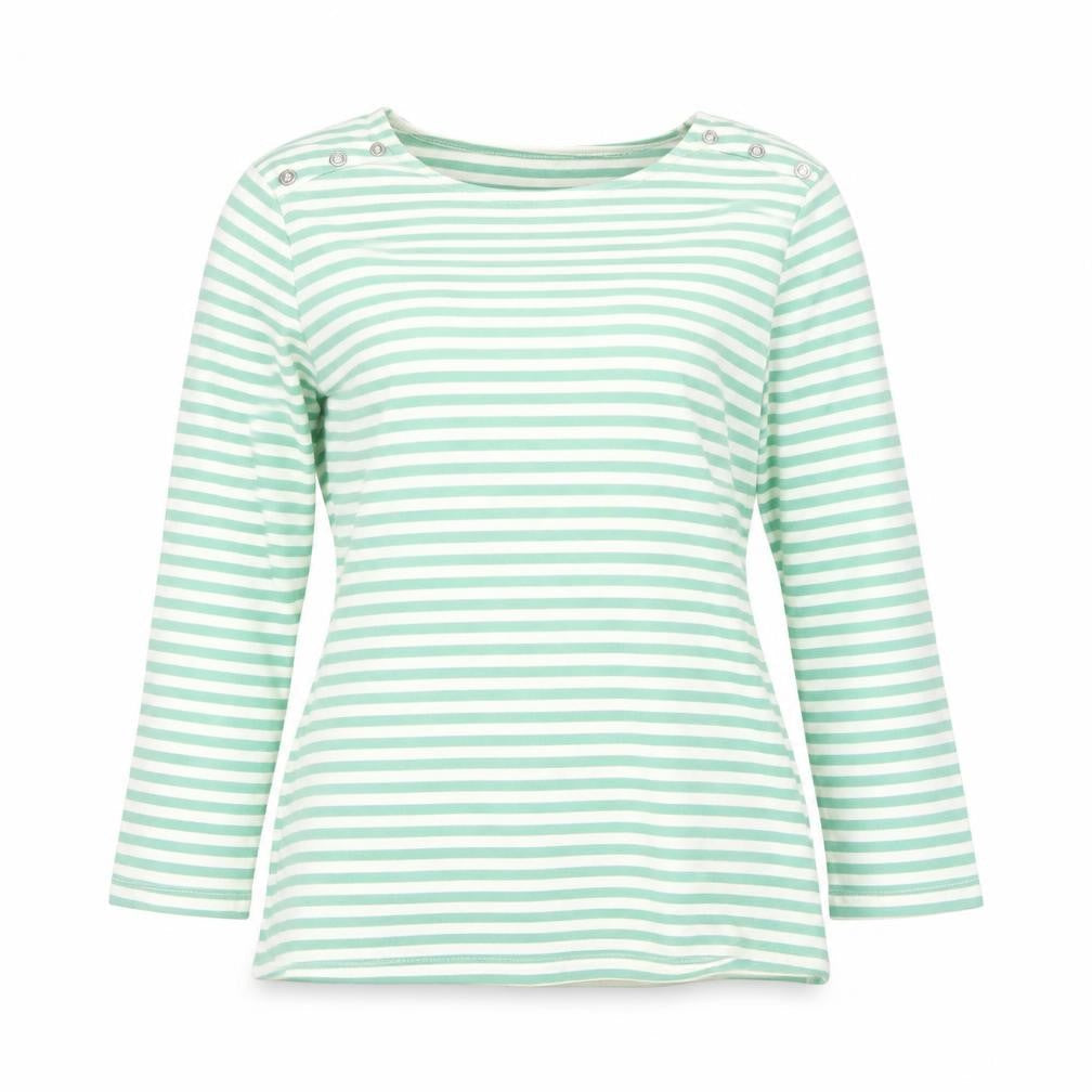 Principles Petite Women's Green Striped 3/4 Sleeve Cotton T-Shirt Size 12