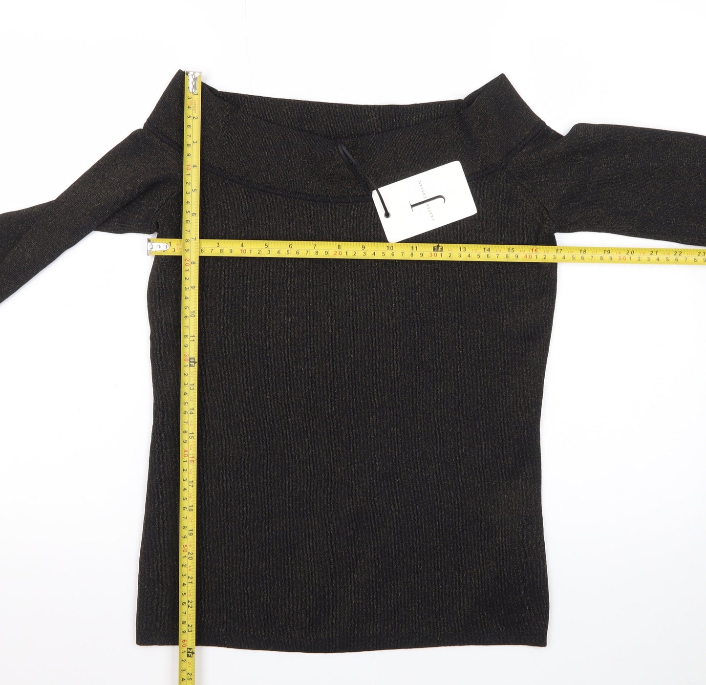 Jasper Conran Women Black Metallic Knit Long Sleeve Pullover Jumper Size 14