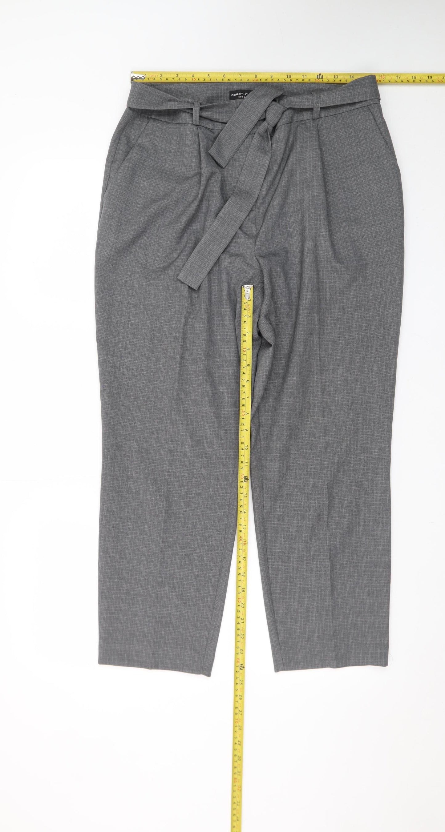 Dorothy Perkins Women’s Grey Paperbag Tapered Trousers UK 14