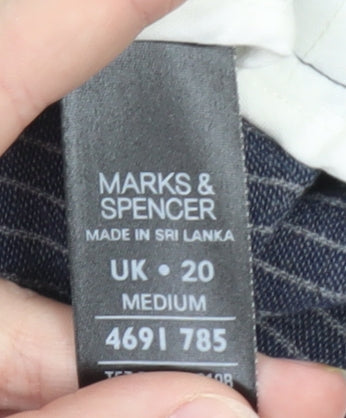 Marks and Spencer Women’s Blue Striped Cropped Linen Trousers UK 20