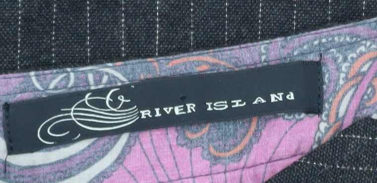 River Island Women Brown Pinstripe Wide-Leg Trousers Size 12