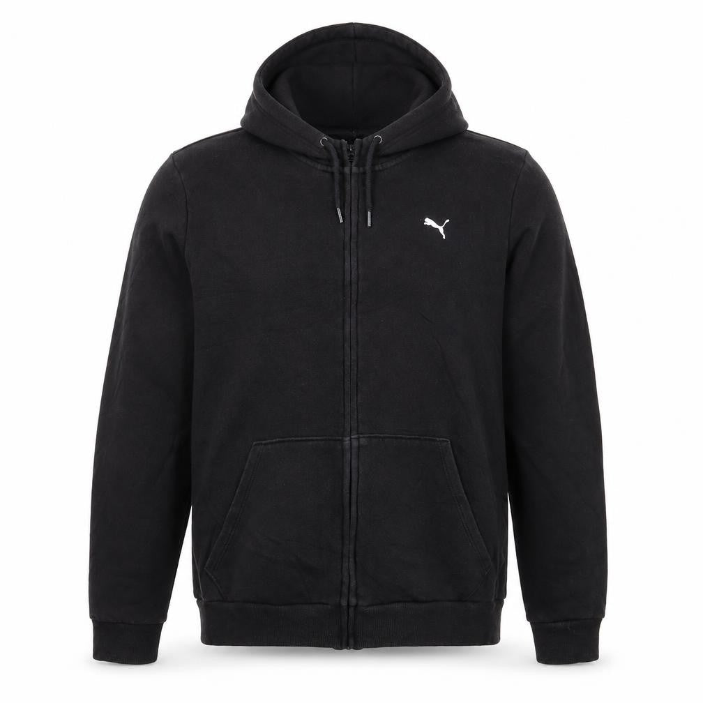 Front view of Puma men’s black xl full zip hoodie sweatshirt