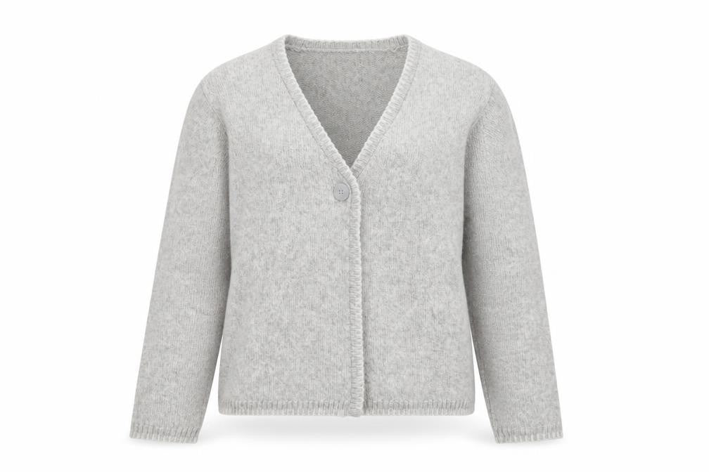 Marks & Spencer Women's Grey Wool Blend V-Neck Cardigan S