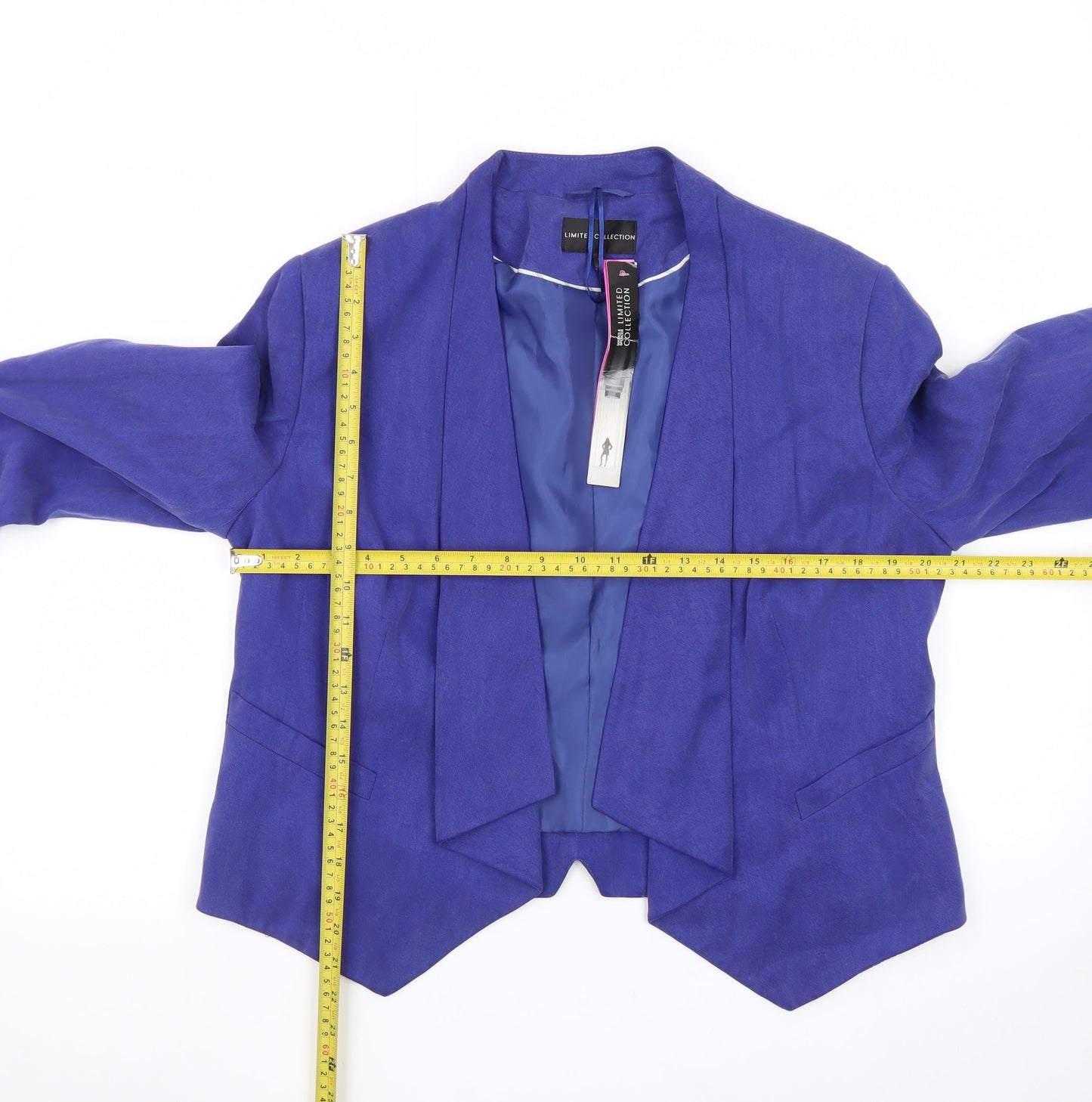 Marks & Spencer Women Blue Cropped Open Front Blazer UK 16