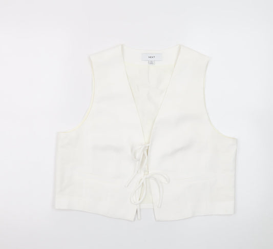 Next Women’s Ivory Cropped Tie Front Sleeveless Blouse UK 14