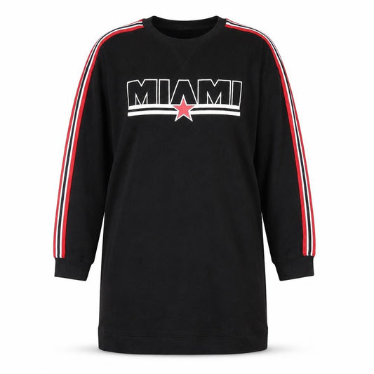 H&M Divided Women Black Size 8 T-Shirt Dress Long Sleeve Miami Logo