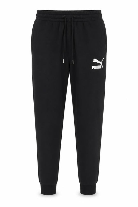 Front view of Puma Men’s Black Jogger Sweatpants, size S, Tapered Fit