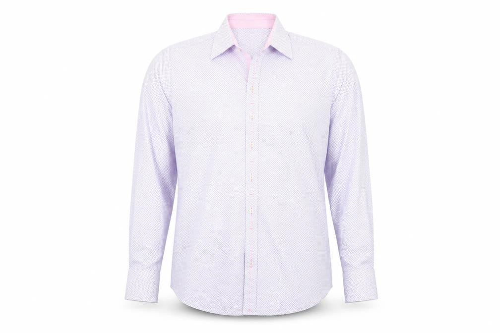 Jeff Banks Men’s Pink Geometric 16in Regular Fit Long Sleeve Cotton Dress Shirt