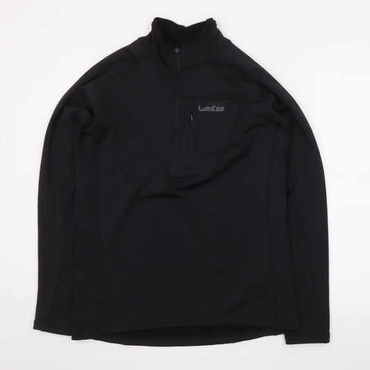 Wedze Men’s Black L 1/4 Zip Pullover Fleece Sweatshirt for Skiing & Sports