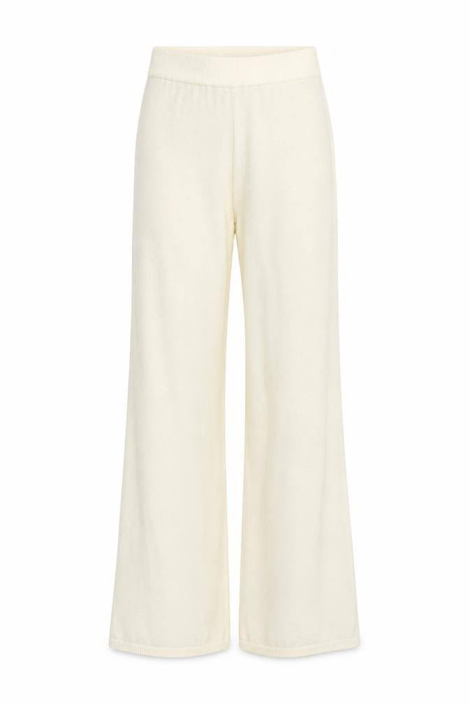 PRETTYLITTLETHING Women's Ivory Knit Wide-Leg Trousers Size S