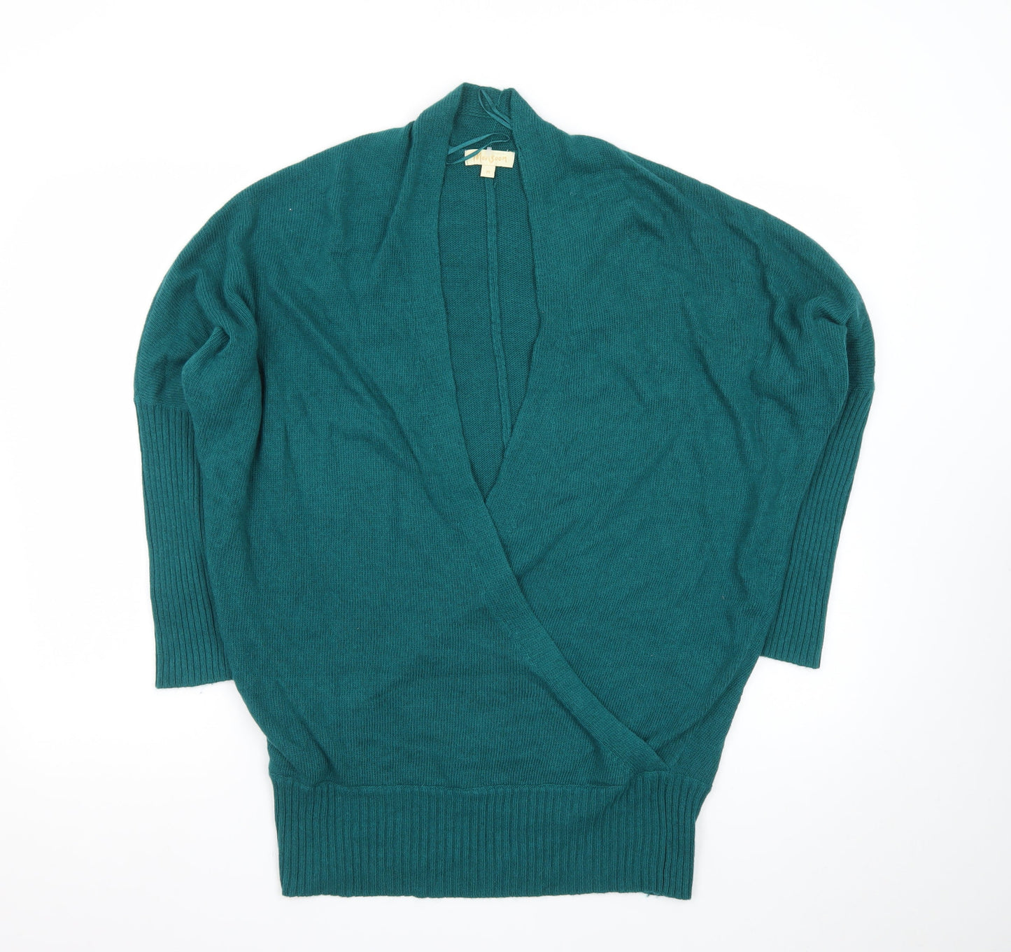 Monsoon Womens Green 3/4 Sleeve Open Knit Cardigan M