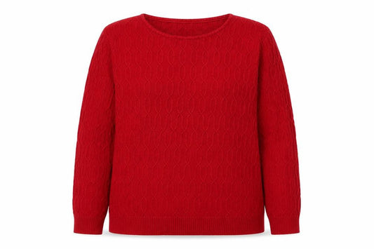 Country Casuals Women's Red Cable Knit Cotton Pullover Jumper Size M