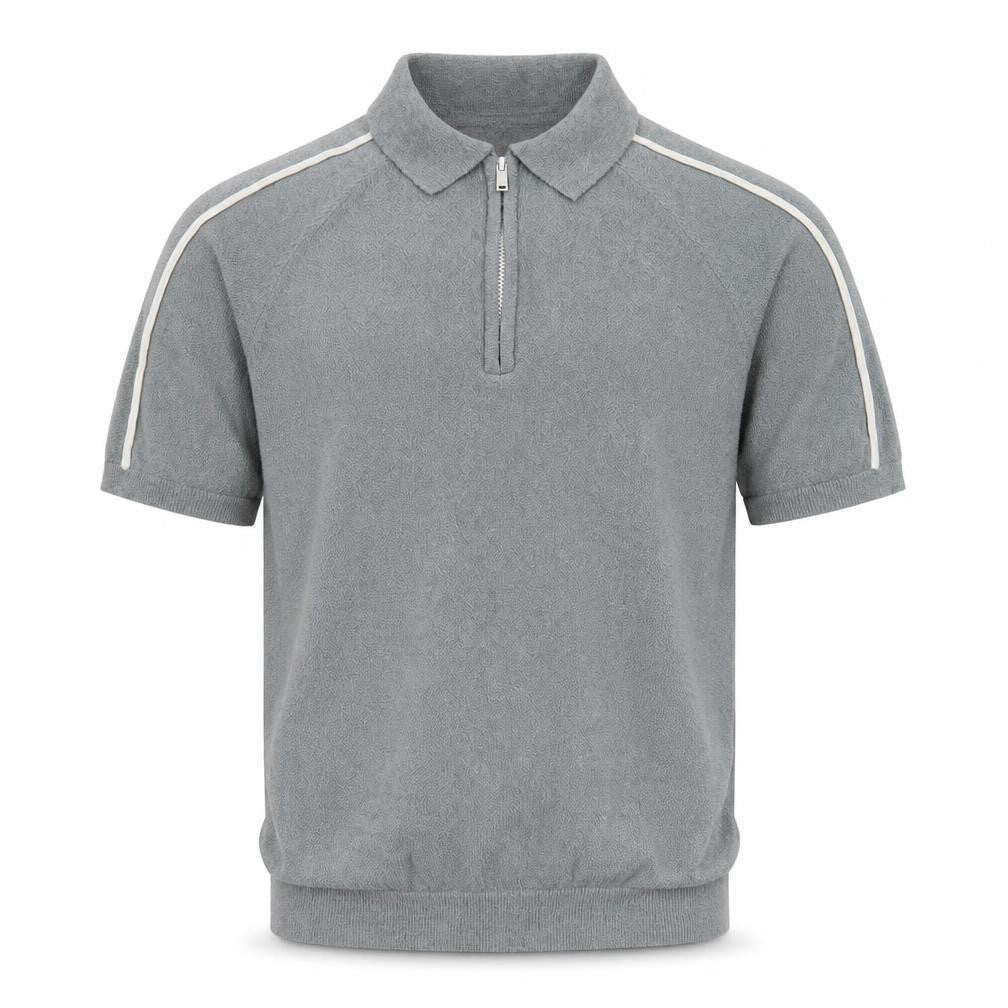 Reiss Men's Grey 1/4 Zip Short Sleeve Knit Polo Shirt Size S