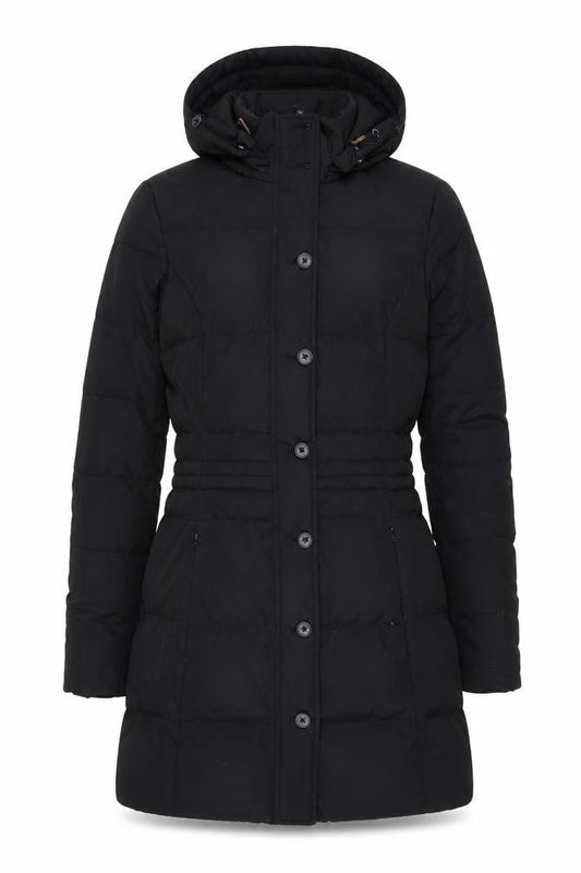 Tommy Hilfiger Men's Black Mid-Length Hooded Puffer Coat M