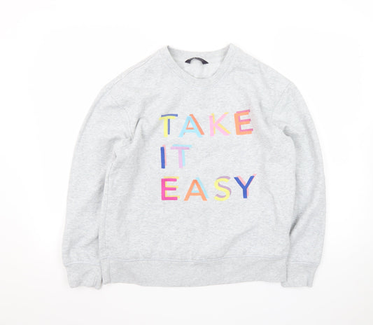Marks and Spencer Women's Grey Size 12 Cotton Blend Pullover Sweatshirt
