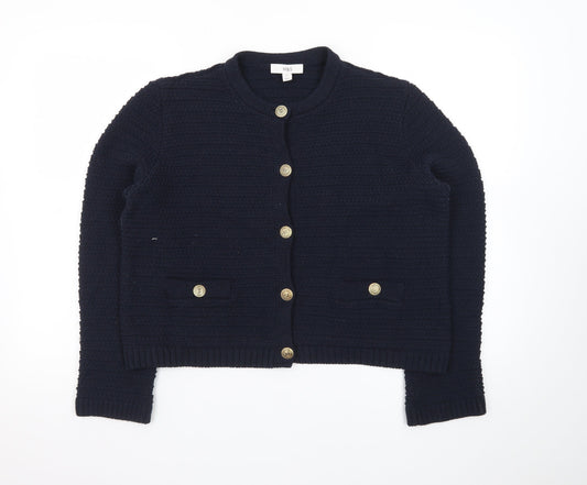 Marks and Spencer Women's Navy Blue Button Cardigan Medium Knit Jumper
