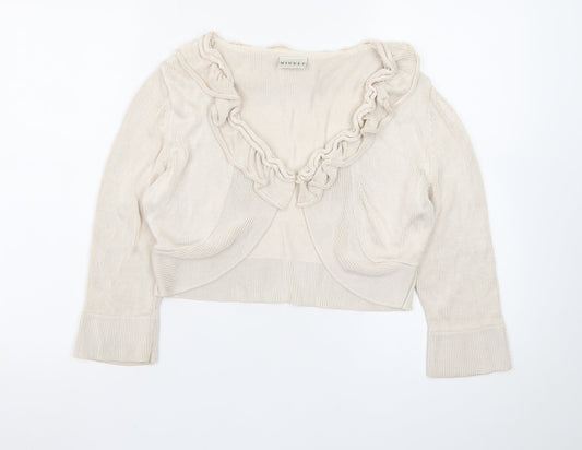 Minuet Women’s Beige Ruffle Knit Cardigan Size 14