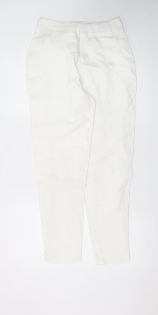 Motel Womens White Size 6 Tapered Stretch Cotton Trousers