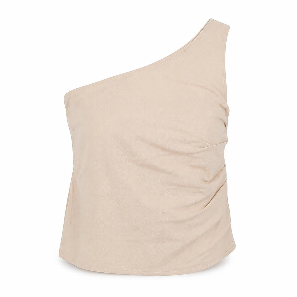 4th & Reckless Women’s Beige One Shoulder Camisole Blouse Size 12