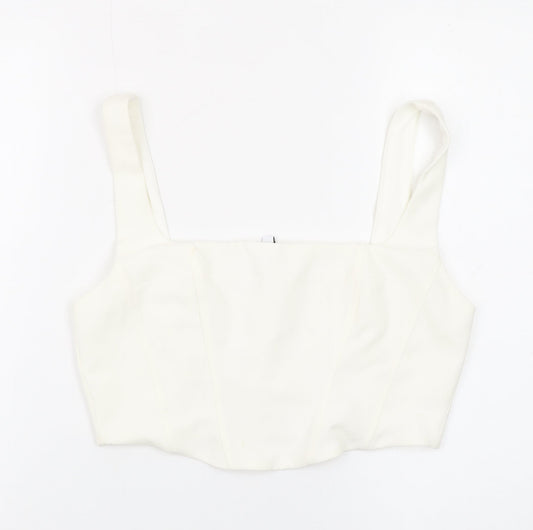 Stradivarius Women Ivory Camisole Tank Top Size 12 Slim Fit