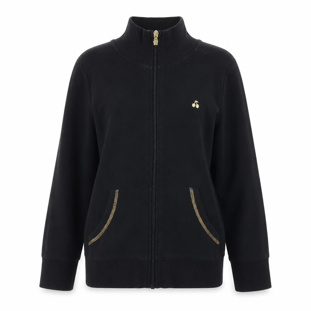 Front view of Evie Women's Black Full Zip Basic Jacket, size 10, Cotton Blend