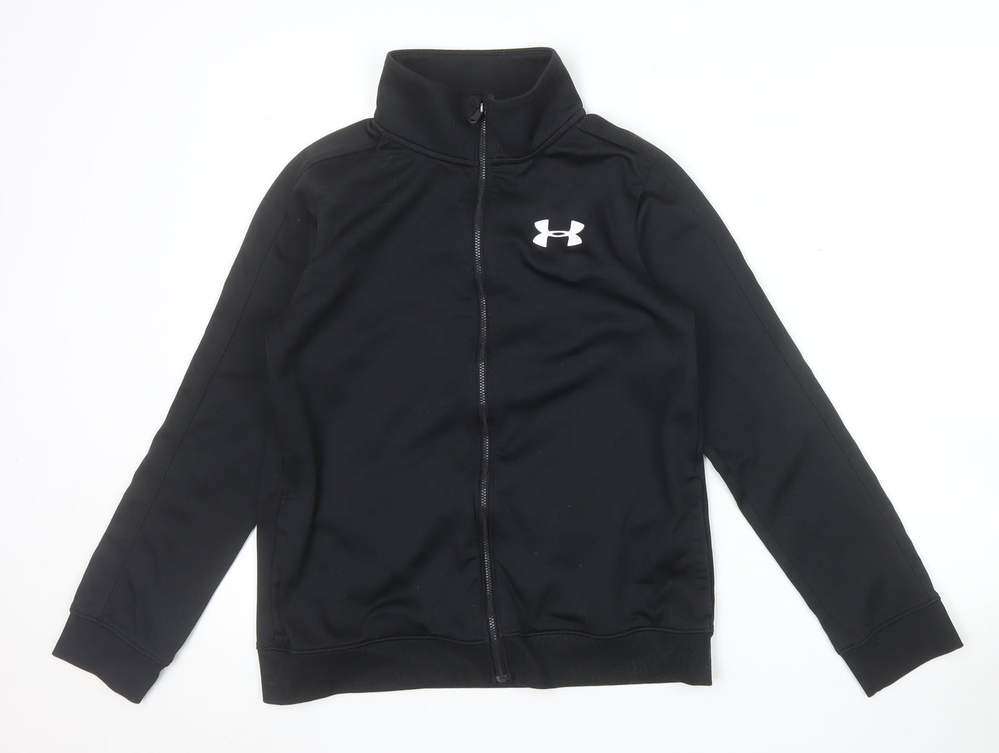 Under Armour Boys Black YLG Track Jacket Full Zip Polyester Activewear