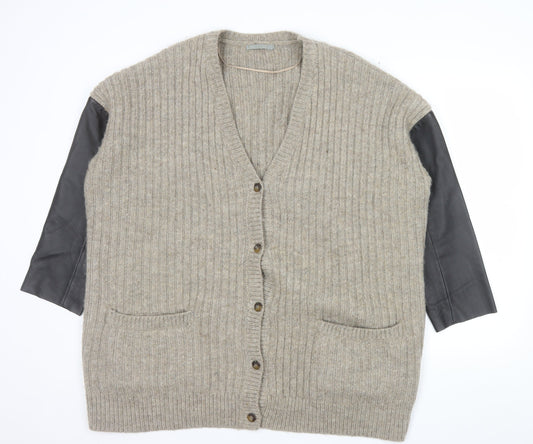 COS Womens Beige Wool Mohair Relaxed Cardigan L
