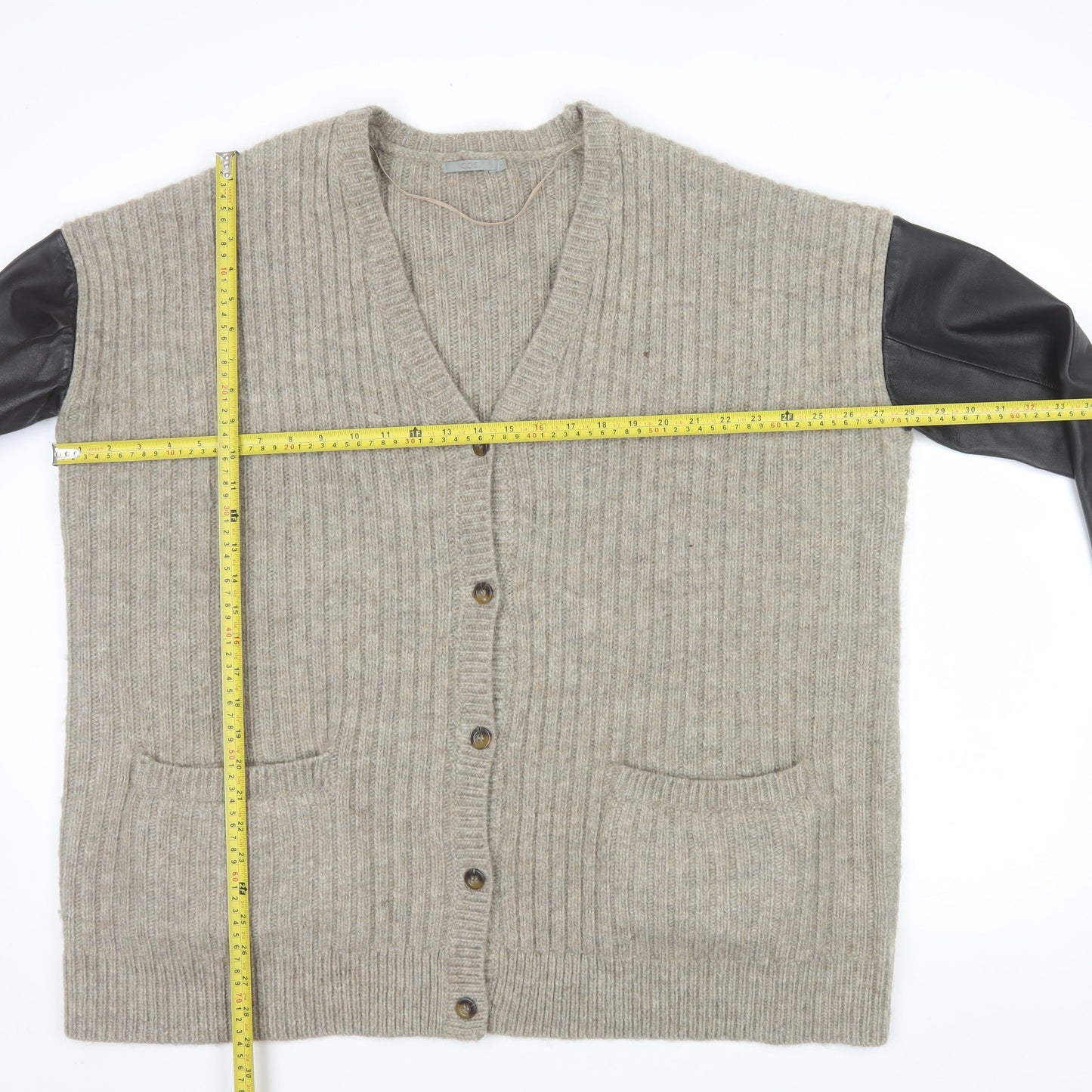 COS Womens Beige Wool Mohair Relaxed Cardigan L