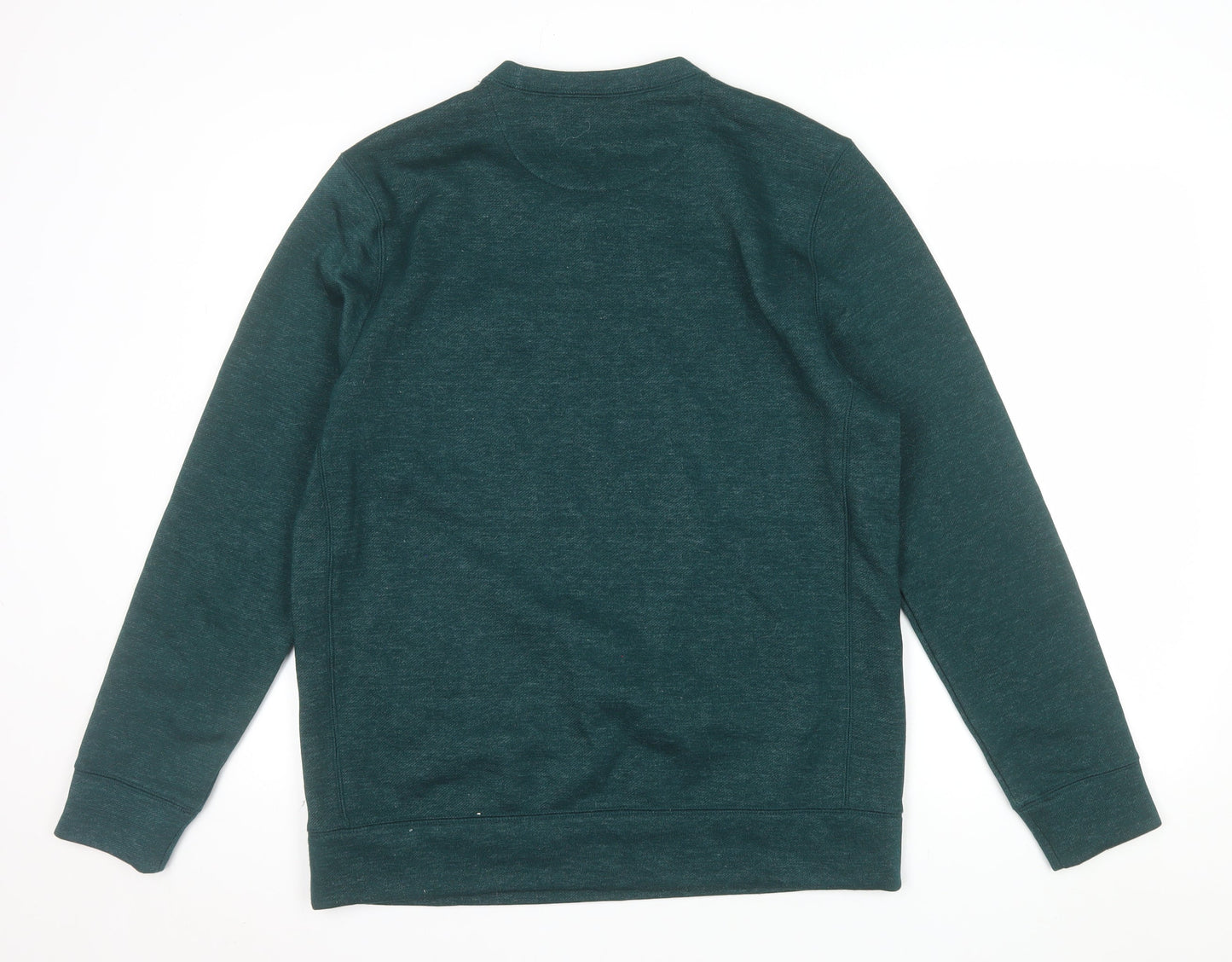 AW85 Men's Green Crew Neck Pullover Sweatshirt Size M with Zip Pocket