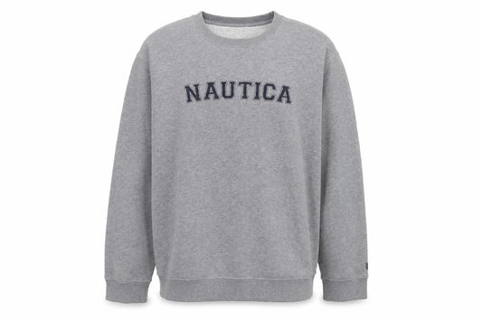 Nautica Mens Grey XL Pullover Crew Neck Logo Sweatshirt