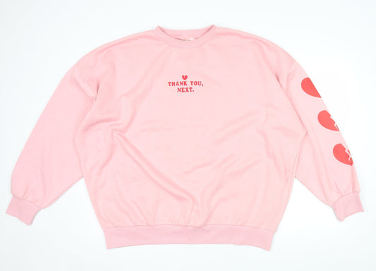 Skinnydip London Womens Pink XL Pullover Sweatshirt Thank You Next Print