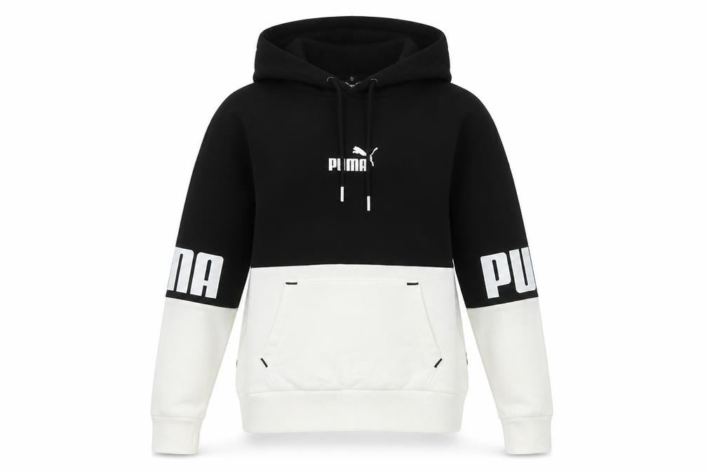 Puma Womens Black & White Pullover Hoodie XS Colourblock Logo