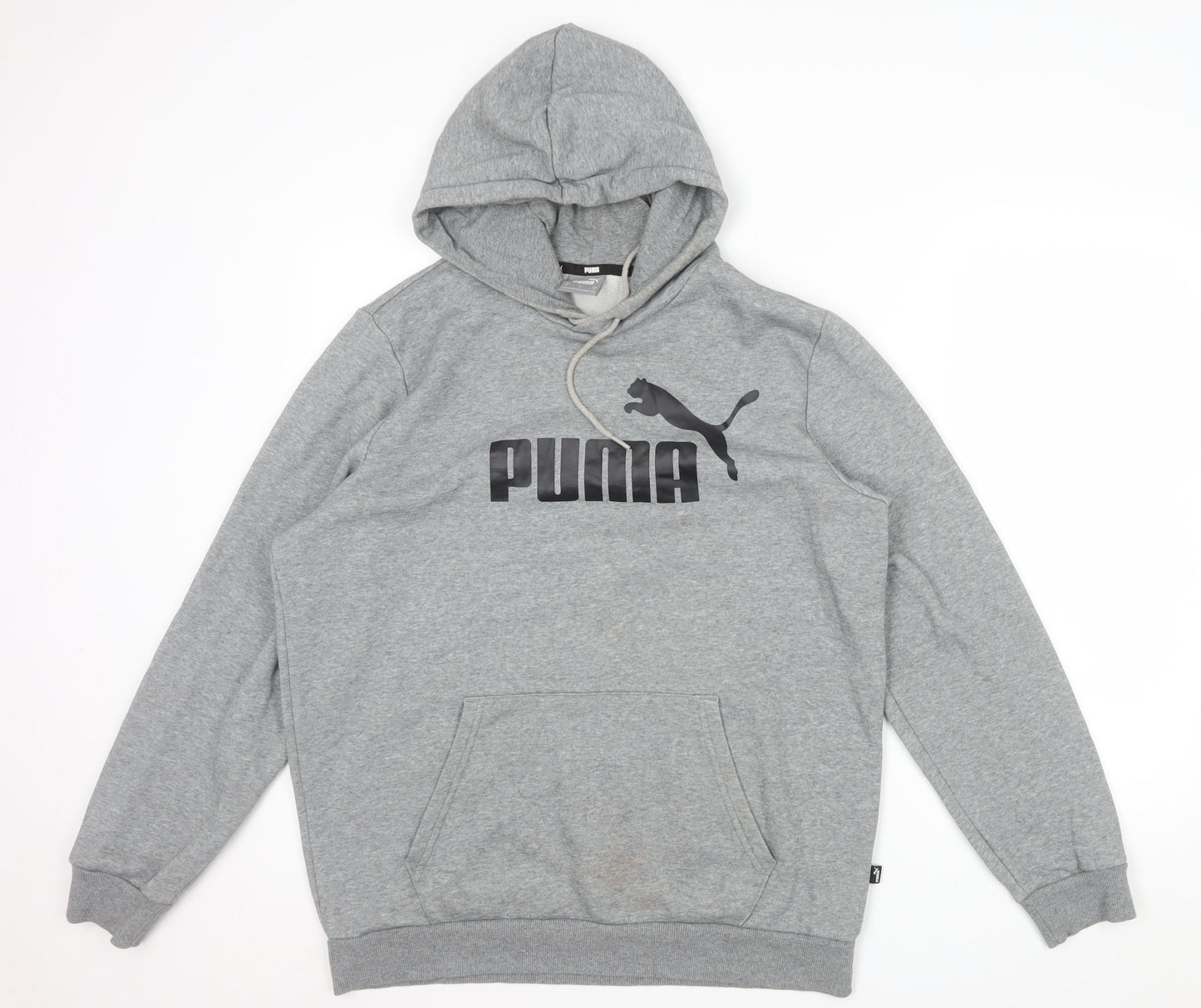 Puma Men's Grey Logo Pullover Hoodie Size M Regular Fit