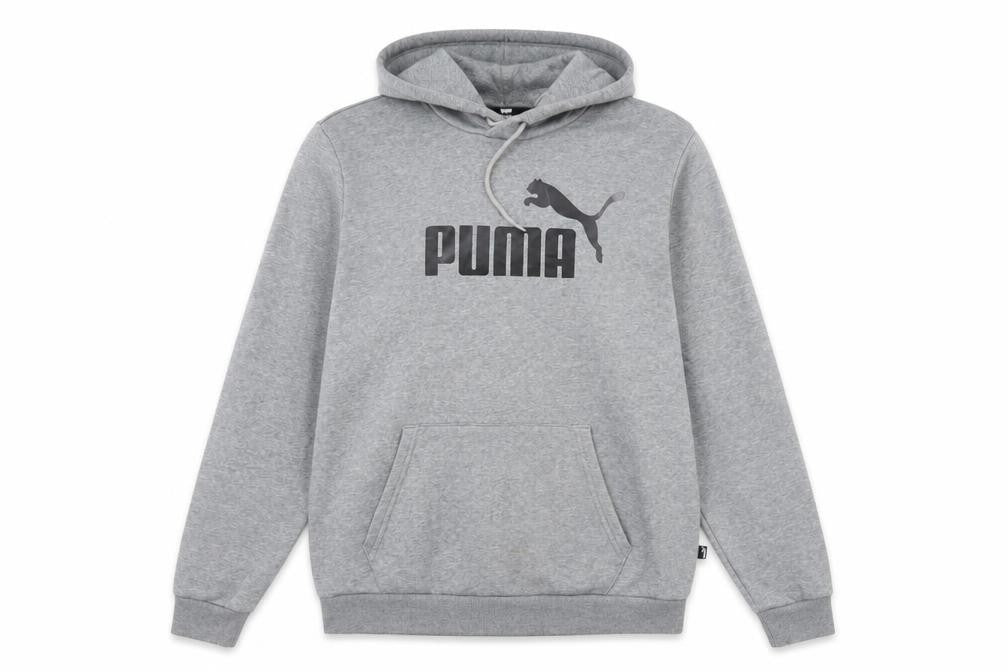 Puma Men's Grey Logo Pullover Hoodie Size M Regular Fit