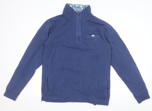Joe Browns Women Blue 1/2 Zip Pullover Sweatshirt M 100% Cotton