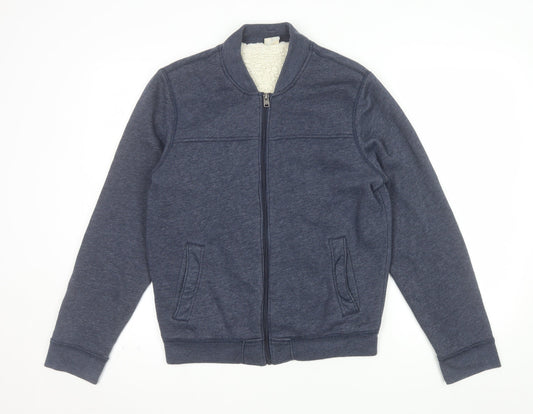Hollister Men's Blue Full Zip Fleece Sweatshirt Size S