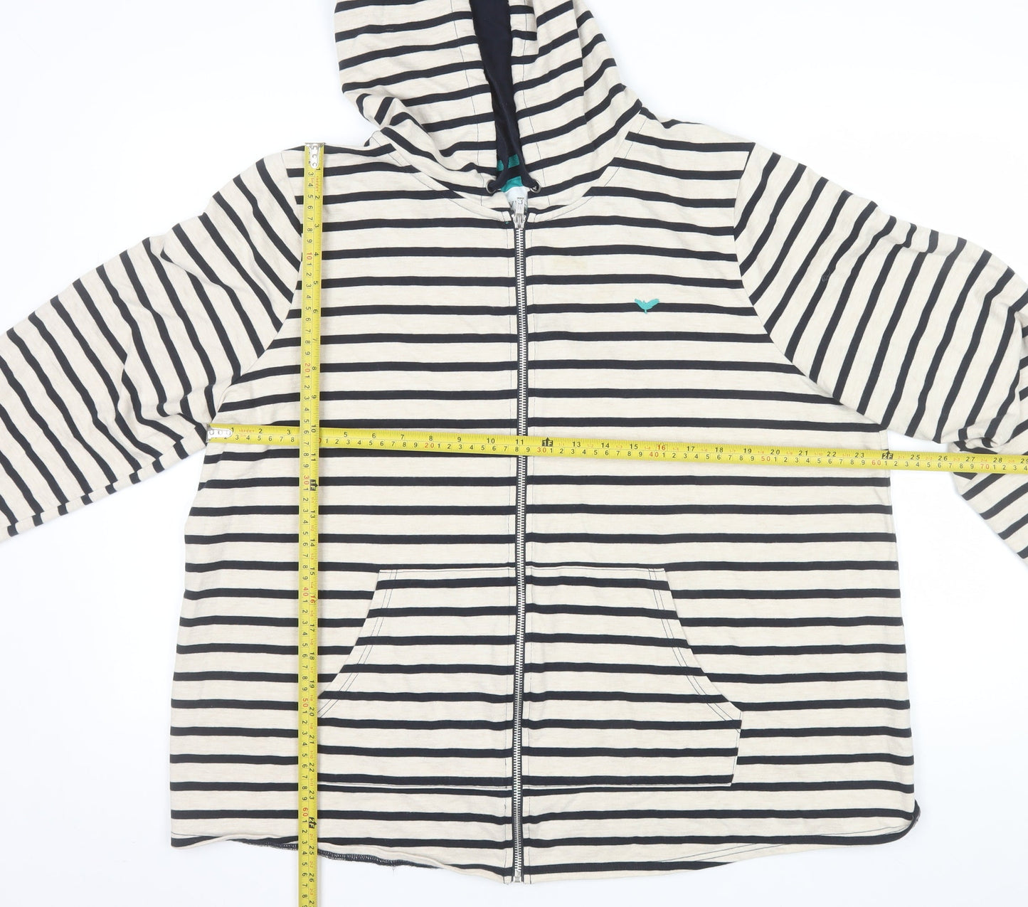 Silver Lake Collection Women's Beige & Black Striped Full Zip Hoodie Size 22/24